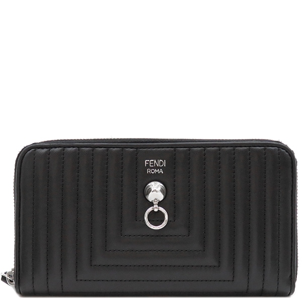 フェンディ FENDI 長財布 バイザウェイ レザー ブラック シルバー金具 黒 ラウンドファスナー 8M0299 【箱】【中古】