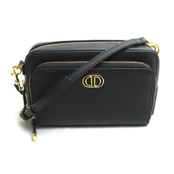 Christian Dior クリスチャンディオール カロ ダブルポーチ ショルダーバッグ ブラック S7431UBAE 900U レディース 中古 極美品