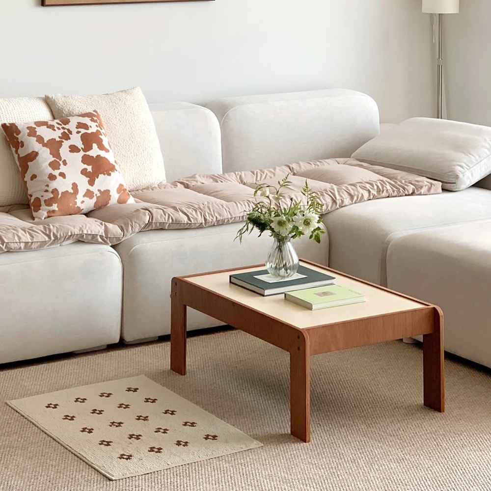 ブレッドソファーテーブル 韓国インテリア 天板カラー ブラック バター 組み立て時 選択可能 コンパクト モダン 食卓 座卓 ローテーブル 77x52x32cm 16,560円