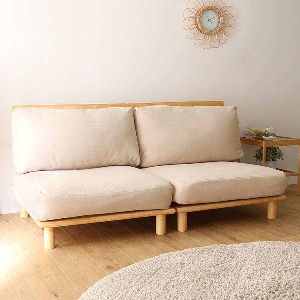お掃除ロボット対応 ソファ 幅160cm 分割可能 ファブリック 木製 ソファー ローソファー ロータイプ 1人掛け 2人掛け 座面高32cm 天然木フレーム 分割 セパレート 背もたれ