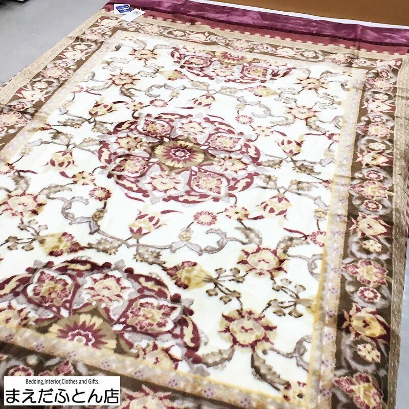 B柄 日本製 えり付合わせアクリル毛布 パレルモ クラカーボ エンジ ダブル 180cm 210cm クラカーボ 静電気帯電抑制素材 カシミヤのような肌触り 衿付き毛布