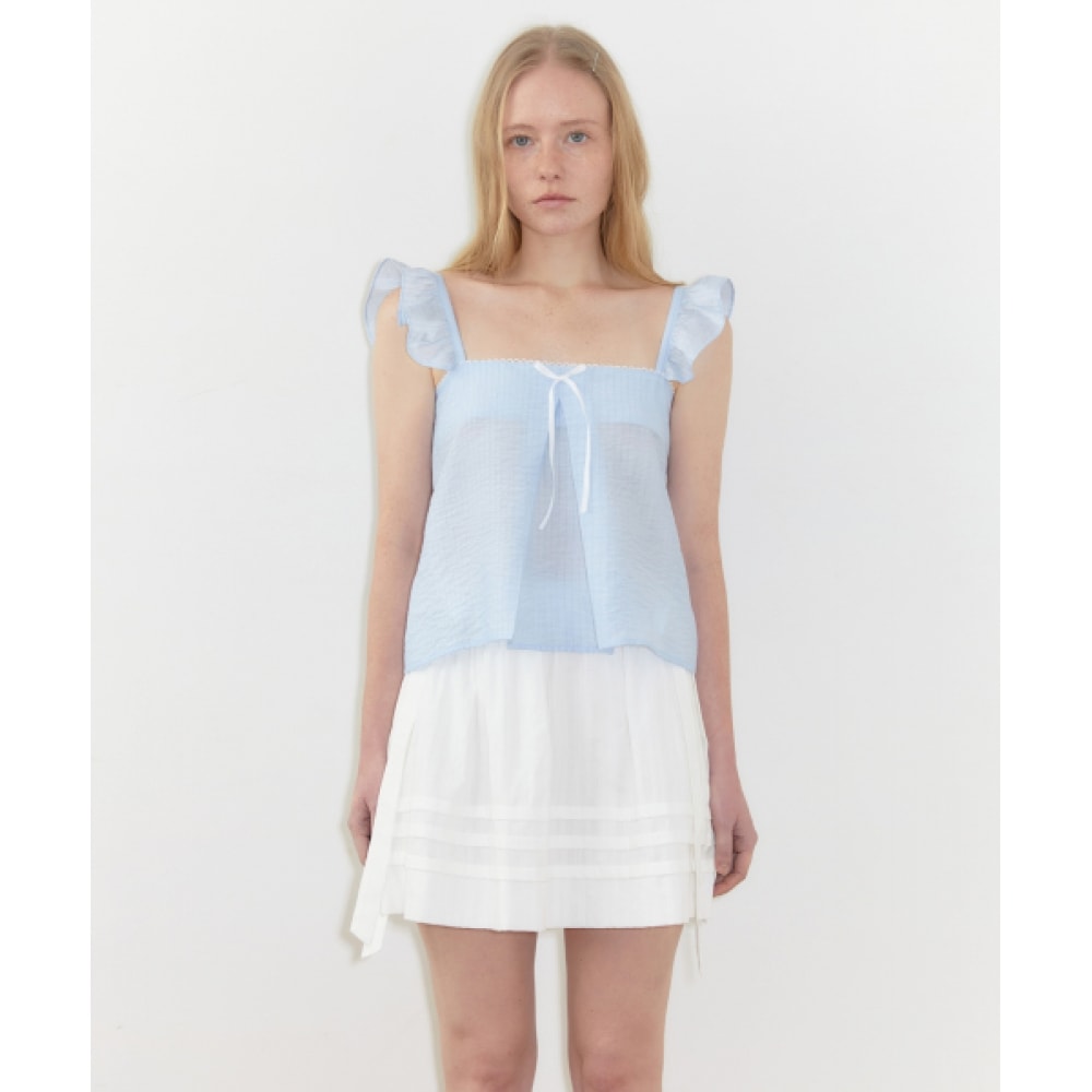 SINOON レースウィングブラウス (スカイブルー)