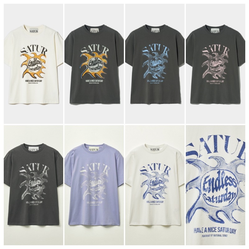 【SATUR】 SUN RETRO GRAPHIC T-SHIRT : 7COLORS