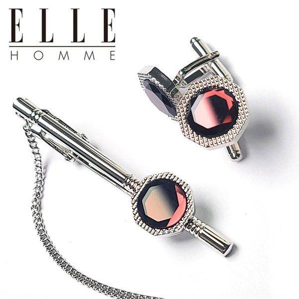 オム므 ネクタイピン カフス セット ボルドー_P320526823