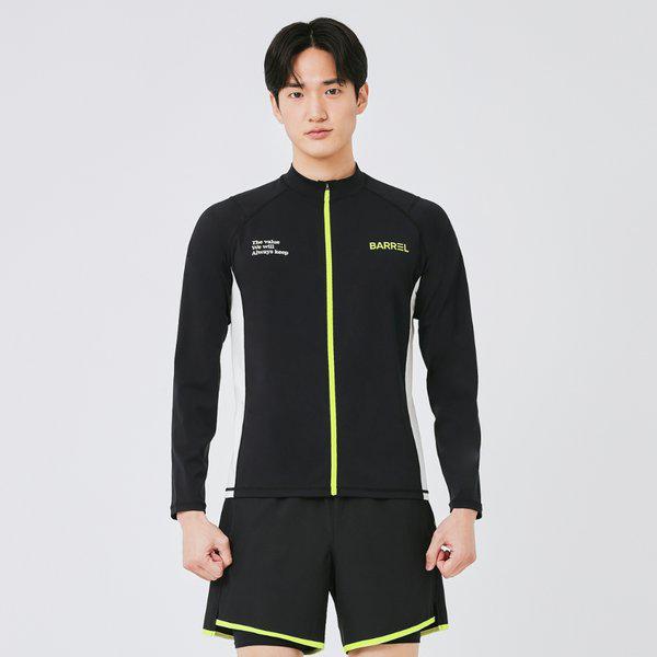 [] マン バイブ リラックスフィット ジップアップ ラッシュガード ブラック (B3SMWZR004BLK)