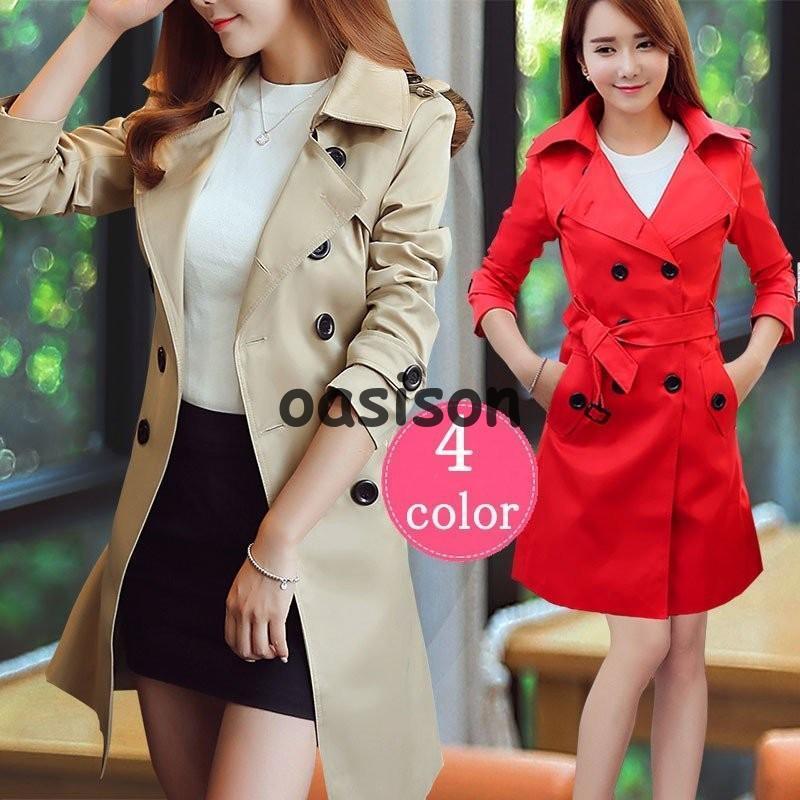 【3日以内出荷】トレンチコートスプリング コート レディース きいサイズ クラシック フォーマル 通勤 ベルト付き ミドル ハーフ丈 アウター カジュアル シンプルトレンチコートスプリング コート
