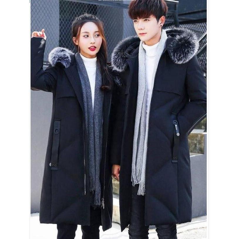 高品質 中綿 ダウンジャケット アウター 暖かい ロング丈 ダウンコート メンズ/レディース 無地 防寒 厚手 冬服/M4ＸＬ/フード付き/カップル/男女兼用