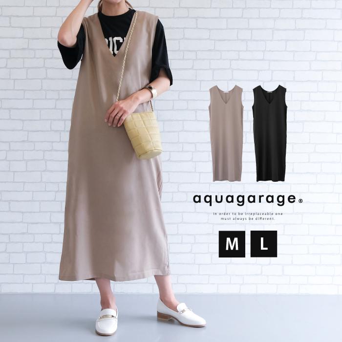 【迅速出荷】販売最低価 ! リネンライクVネックIラインワンピース レディース 春 夏 M L