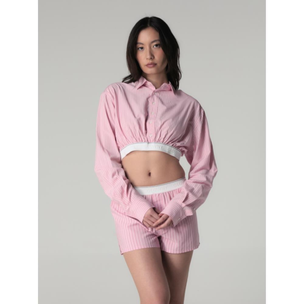 GLOWNY WILLY CROP SHIRT PINK STRIPE GY25LWSH001PK