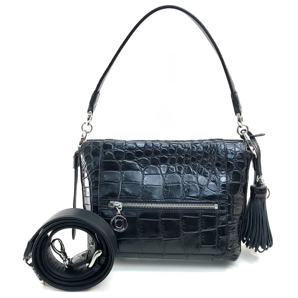 BEAUGRAND ボーグラン ショルダーバッグ JRA公認 ワンショルダー 斜め掛け 肩掛け カバン 2WAY ハンドバッグ タッセル クロコダイル ブラック