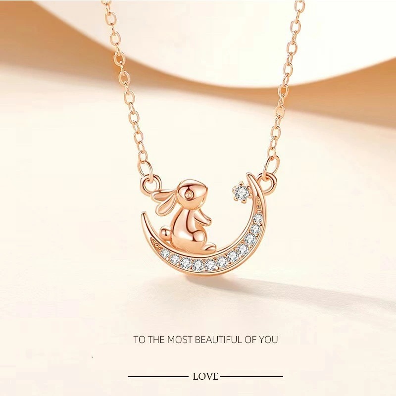 ネックレス レディース うさぎ 月の兎 可愛い ムーンストーンシルバー925 ピンクゴールド プラチナ仕上げ 女性 人気 新春セール お祝い ギフト