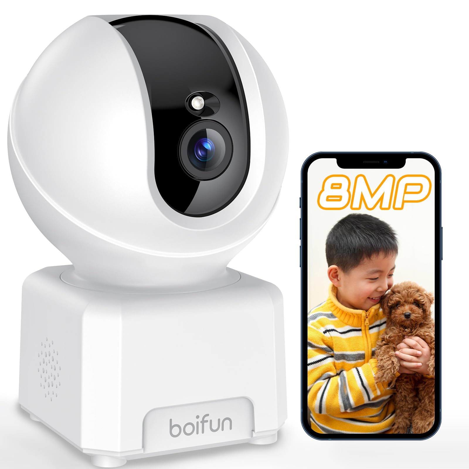 【メーカー2年保証・2025 4Ｋ800万高画素・2.4G&5GWiFi両対応】 ペットカメラ BOIFUN 監視防犯カメラ 全日録画 見守りカメラ 室内用 超広角 赤外線夜間 スマホとパソコン連動