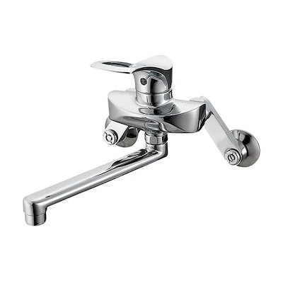 他サイト： 三栄水栓（SANEI) K1712-13 シングルレバー混合水栓 壁付タイプ K1712-13 キッチン用 混合栓 2穴 一般地用 蛇口 水道用品 取り換え 交換 オールメッキ仕様 節水 リングハンドの商品画像