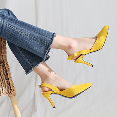 [500円クーポン使用可能］天然スエード素材のバックオープンパンプス可愛いカラーでポイントファッションとしてぴったりAB8026