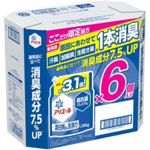 【倉庫直送】アリエールジェル 液体洗濯洗剤 消臭成分アップ 1,260g x 6個