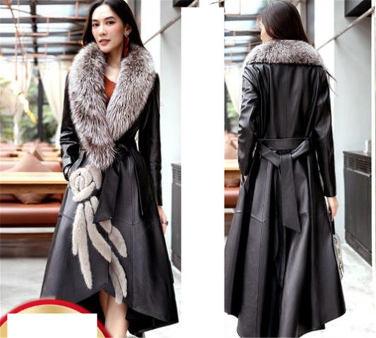 韓国人気商品！！超目玉 レディースレザーコート 中長セクション コートミンクフォックス ファーコート 綿を入れるコート