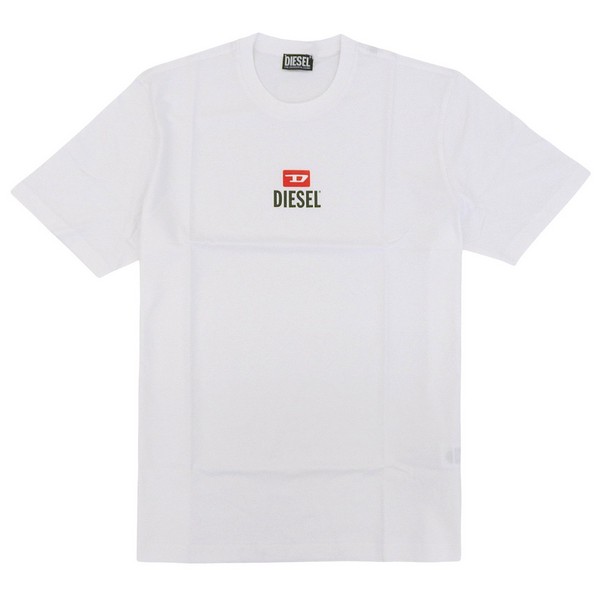 ディーゼル Tシャツ カットソー メンズ 半袖 L コットン ホワイト T-JUST SMALL NEW D LOGO T-SHIRT A11184RPATI1-WHL DIESEL