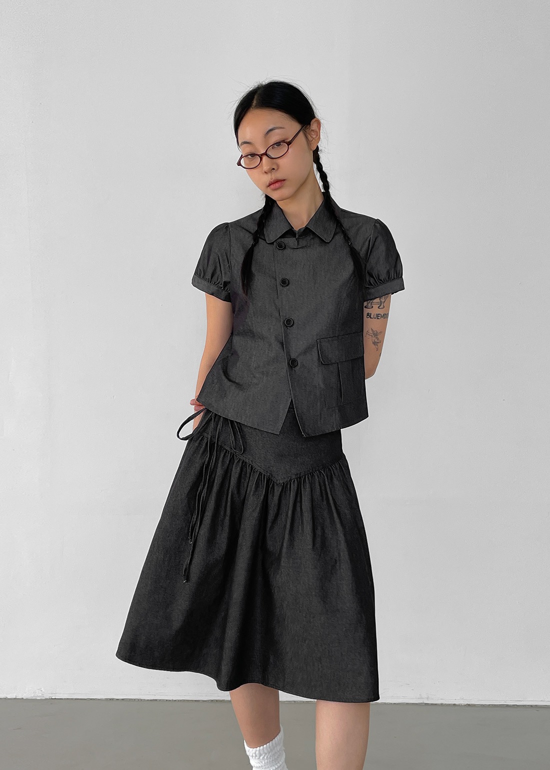 ランビーポケットアンバルボタンパフシャツ