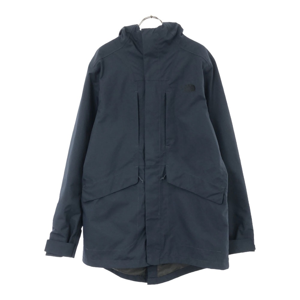 ロゴ刺繍 フード付 ナイロンジャケット S ネイビー アウトドア マウンテンパーカー コート メンズ