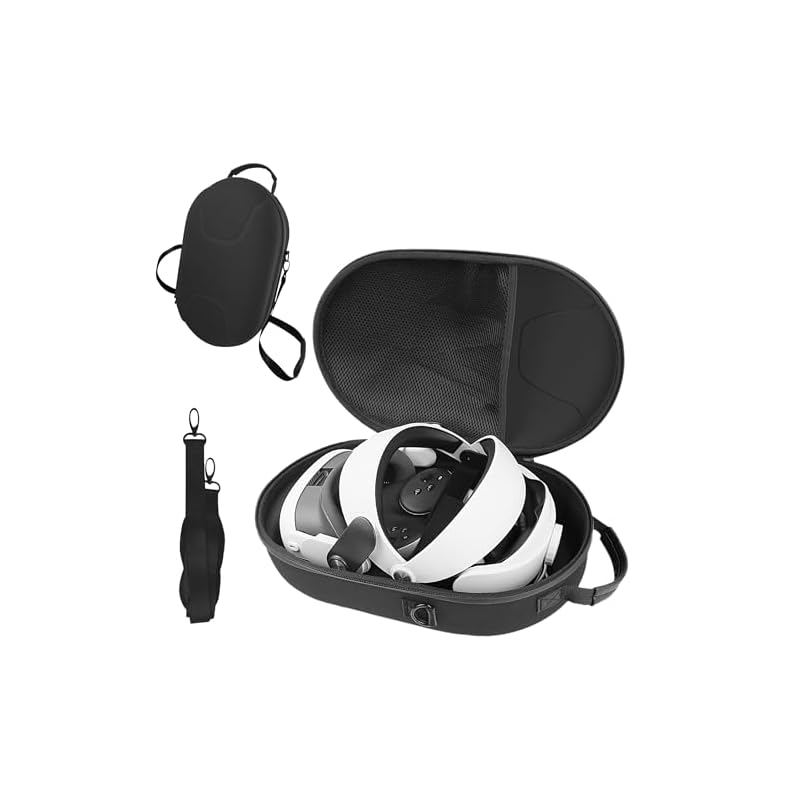 Newzerol 新登場 Quest3に対応する収納ケース ヘッドセットコントローラー収納 EVA素材 快適性耐衝撃傷防止 ストラップ調節可能 持ち運びやすい 大型 ヘッドセットバンド入れ可能