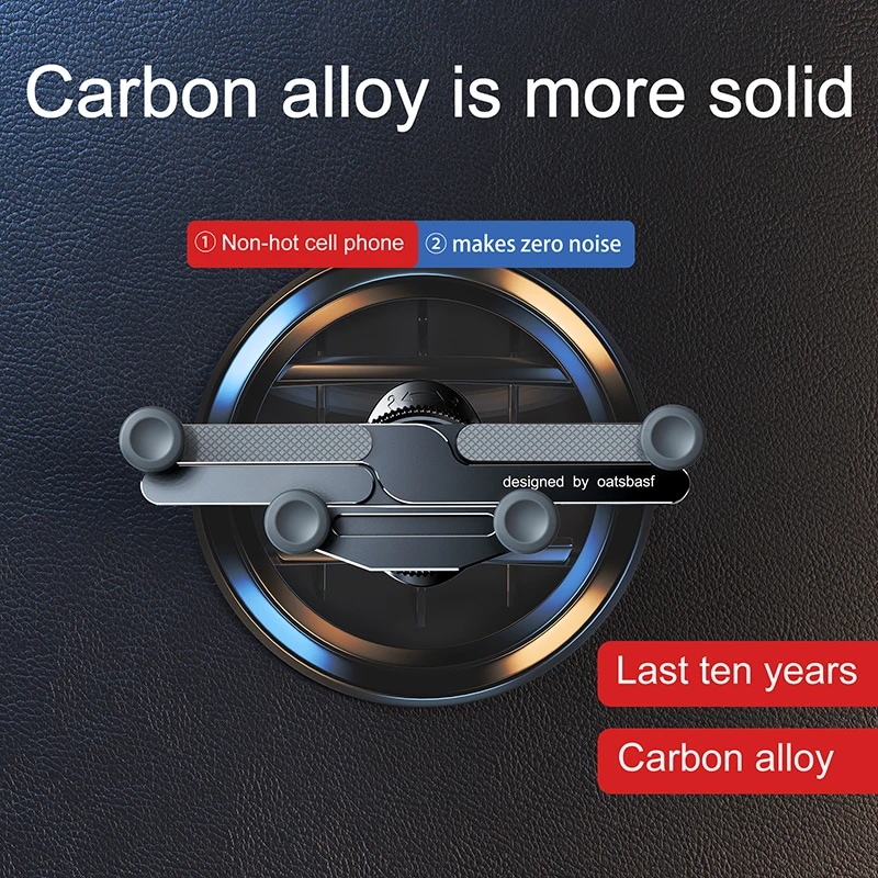 Oatsbasf-合金カーフォンホルダーエアアウトベント小型カーマウント重力拡張電話スタンド4.7-7.2