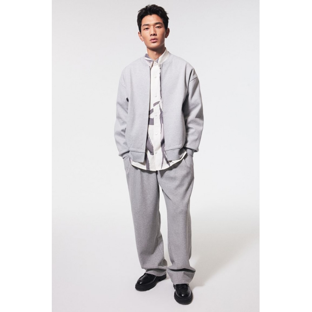 H&M ルーズフィットジャージーカーディガングレーメランジ