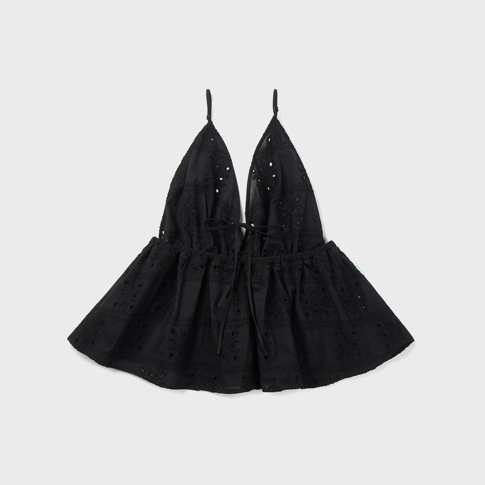 EYELET BUSTIER TOP - BLACK