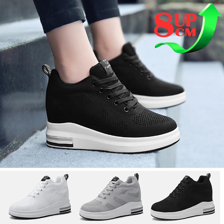 シークレットシューズ 厚底 身長アップ8cm UP8m 背が高くなる レディース スニーカー 厚底スポーツシューズ インヒール 快適 通気 カジュアルシューズ
