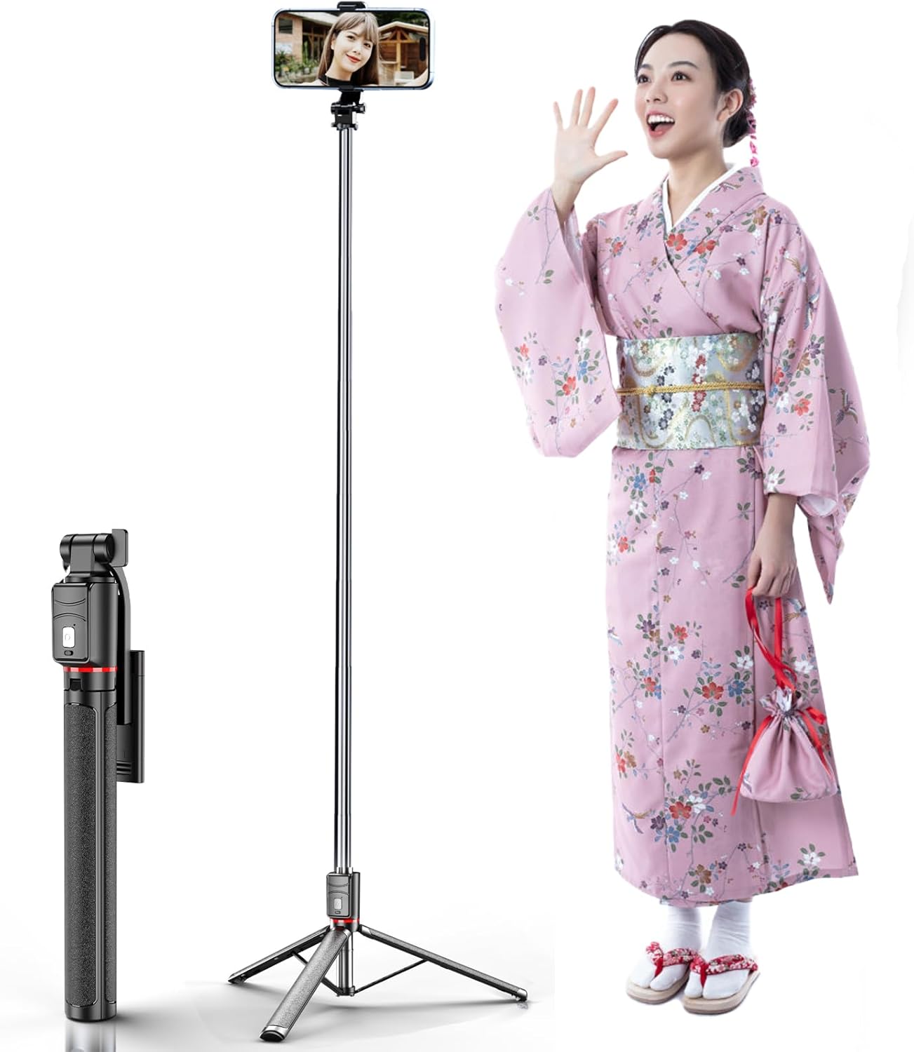 スマホ用三脚スタンド 卓上・ミニタイプ 自撮り棒 高さ180cm 360度回転 軽量で携帯便利 Web会議や旅行撮影に対応