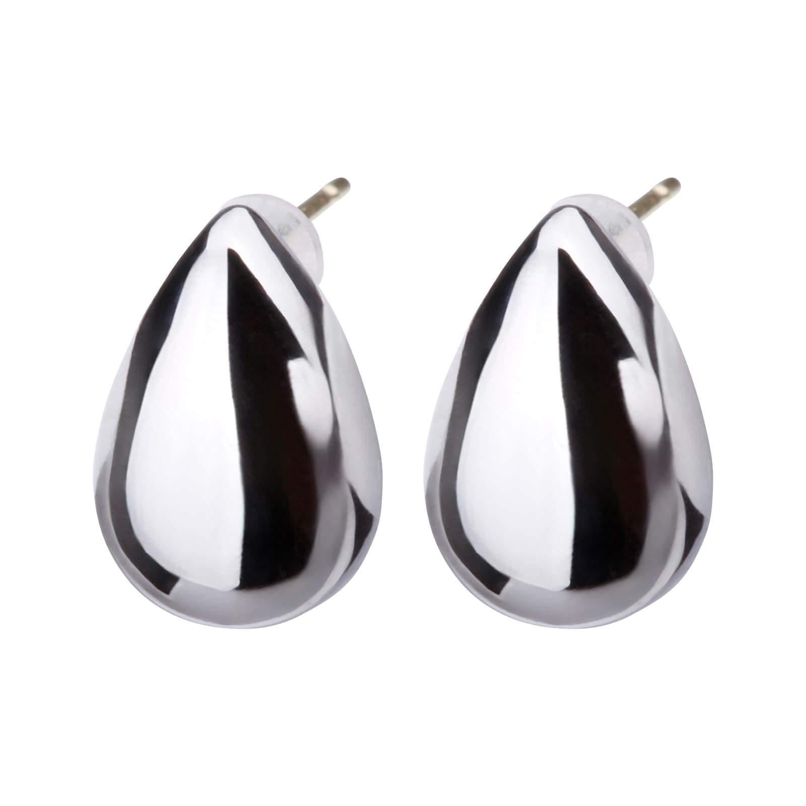 LOKUMI ピアス 18金 K18ポスト K18 金属アレルギー対応 ドロップ レディース シンプル 18K 小さい 小ぶり しずく 雫 クラフト 人気 ギフト プレゼント (シルバー)