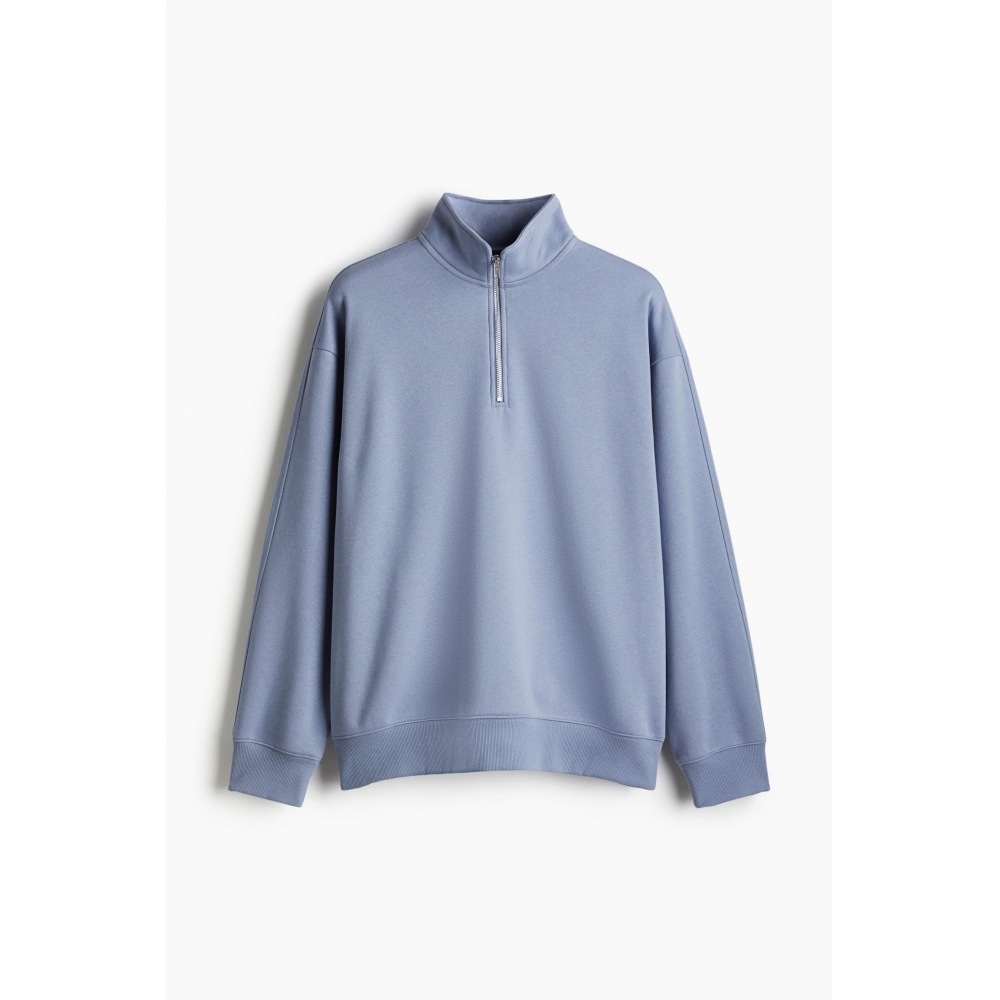 H&M サーモライトルーズフィットジップトップスウェットシャツライトブルー