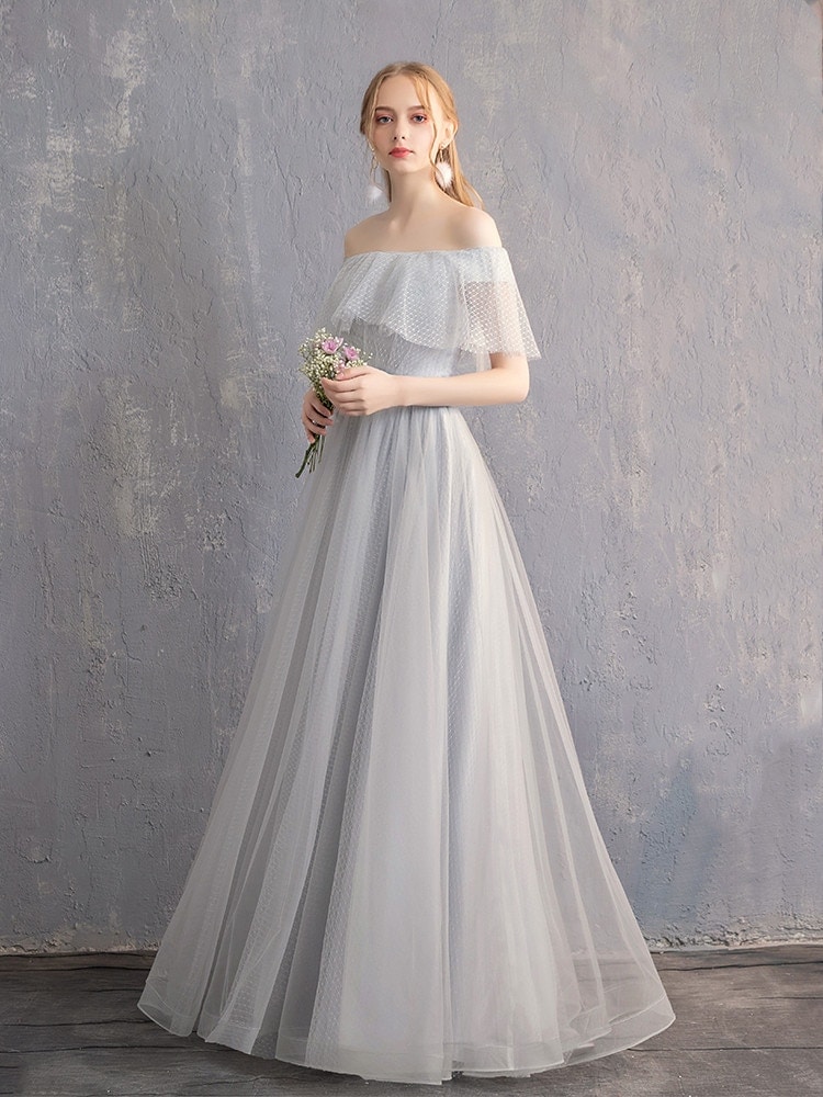 Hot!!!ブライズメイド ドレス ロング グレー 4タイプ お揃いドレス お呼ばれドレス パーティードレス 結