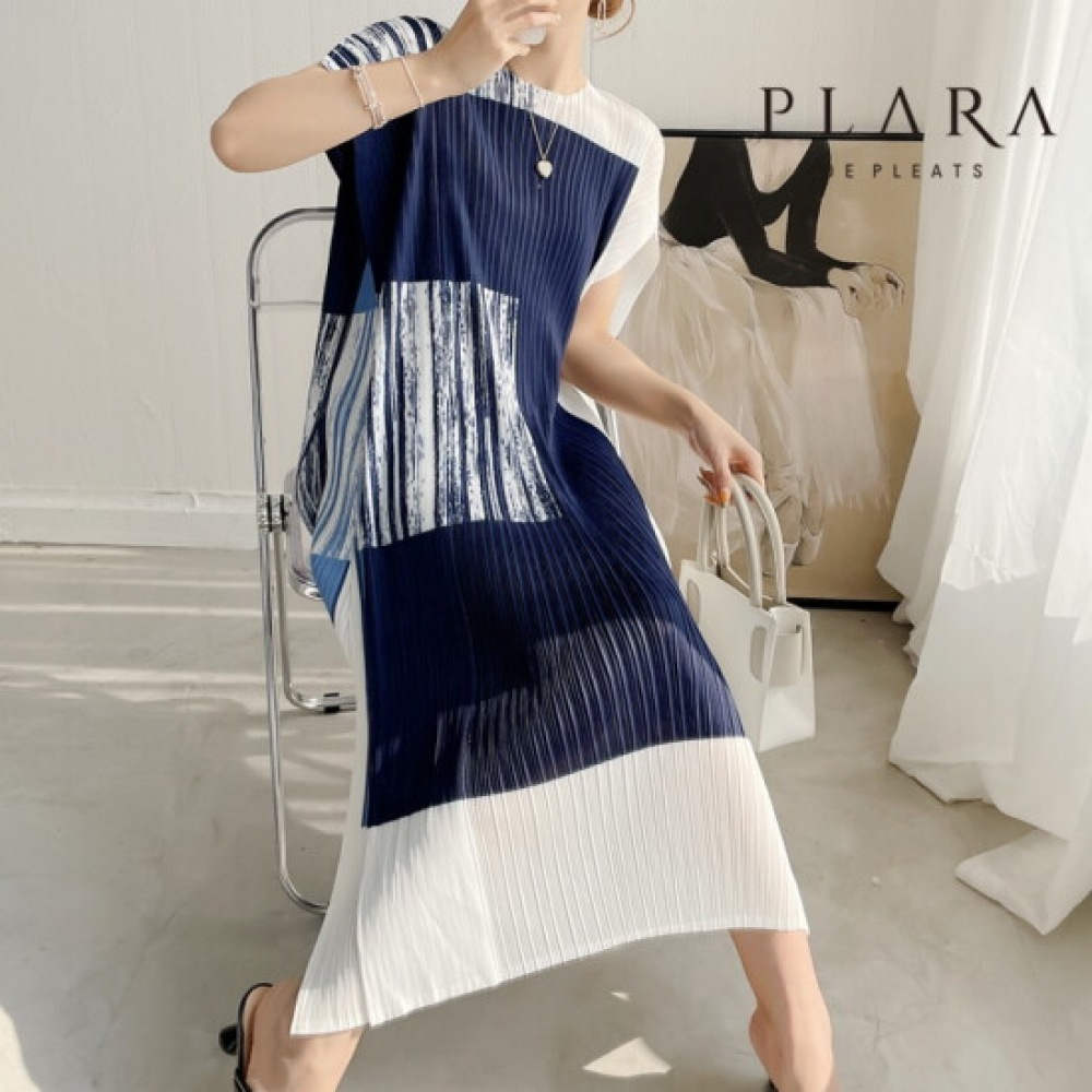 フララデカル配色プリーツワンピース_PK2MOP023C