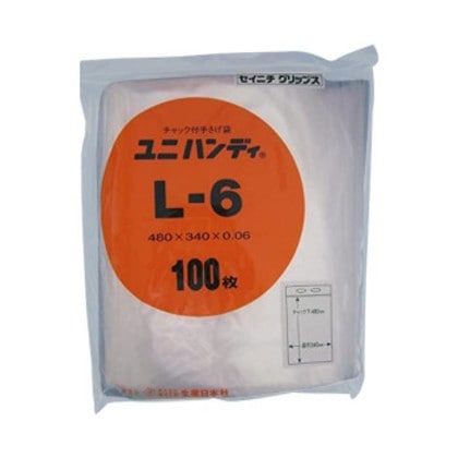 セイニチ チャック付ポリエチレン袋 ユニハンディ チャック付手さげ袋 透明タイプ L-6 100枚