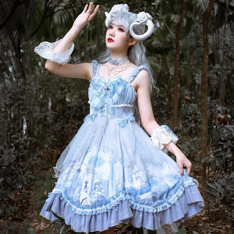 Heartbeatsロリータオリジナルミニスカートクジラ秋日常JSKノースリーブワンピースlolitaスイートラインドレスプリンセスドレス