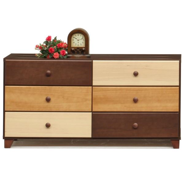 日本製 天然木 ローチェスト ３段 117cm幅 ブラウン本体 完成品 チェスト タンス 衣類収納 引出し収納