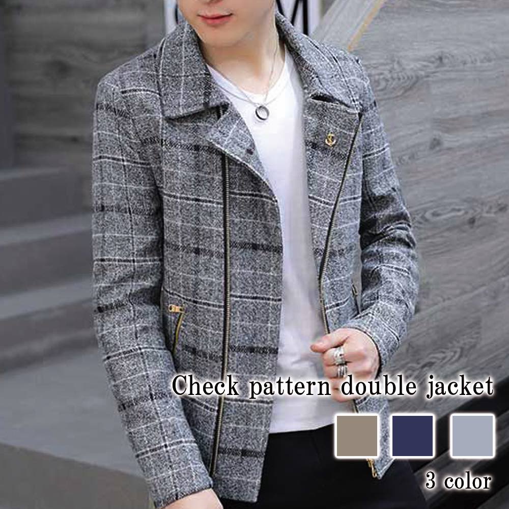 ブルゾン メンズ チェック柄ダブルジャケット 秋 パーカー かっこいい ビジネス ボア 防寒 アウター ブランド マウンテン 40代 シニア ジャンパー 春 おすすめ 大きいサイズ 冬 コーデュロイ