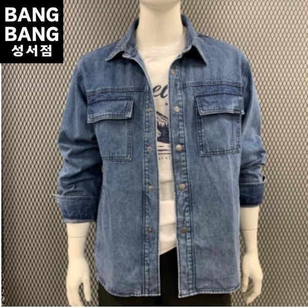 HC04 春秋メンズ ツーポケット 綿100 オーバーフィット デニムシャツ NSLD64 (S41298295)