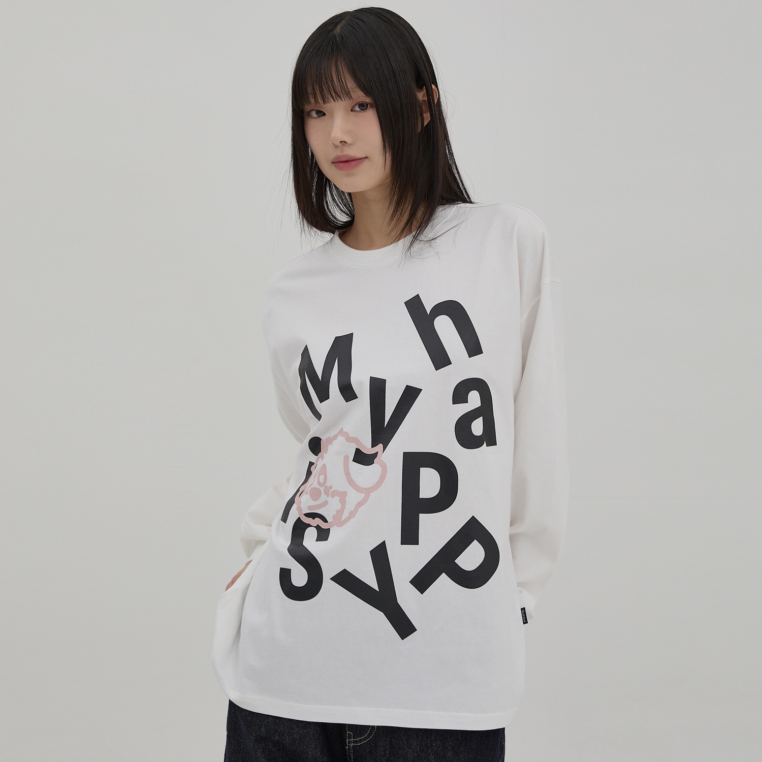 MY HAPPY IS Long Sleeve T-shirt WHITE