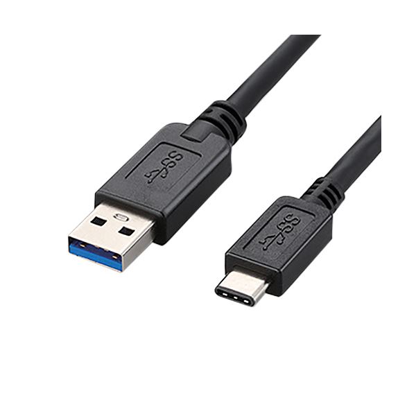 (まとめ)エレコムUSB3.1ケーブル(A-TypeC) ブラック 1.0m USB3-AC10BK 1本(×3セット)