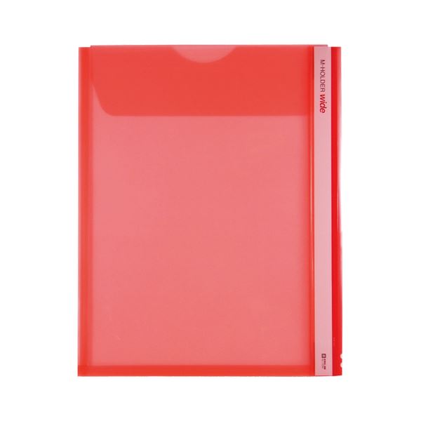 （まとめ）キングジム Mホルダー A4タテ 赤フタ付 とめまるタック1組付 733W 1セット(5枚) (×5セット)