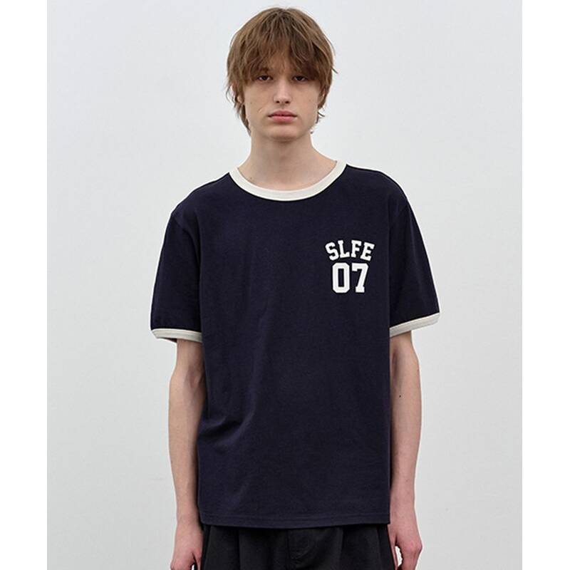Nau コットン・リンガー半袖Tシャツ 2 ネイビー 496237