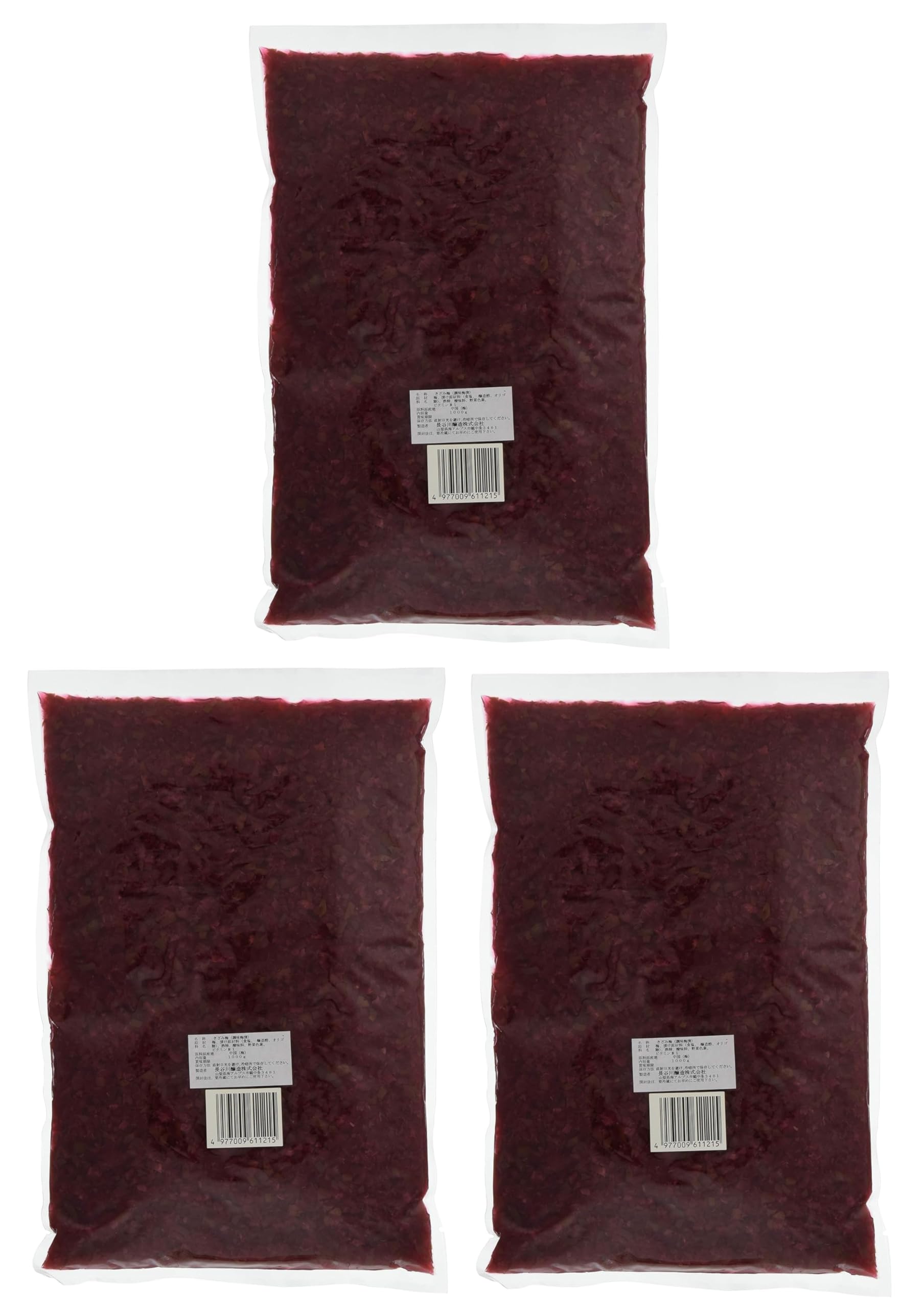 長谷川醸造 中国産 きざみ梅 1kg×3袋 大容量