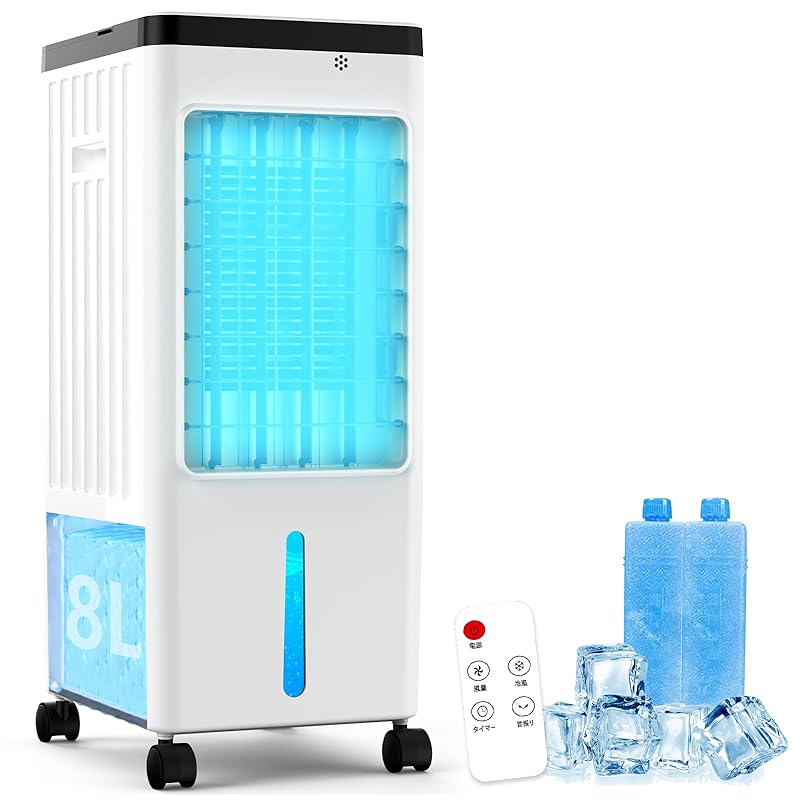 即納：冷風機 強力 人気 冷風扇 冷風扇風機【1台4役・強冷感UP・省エネ】 急速冷却 強力送風 工事不要 スポットクーラー 送風・冷却・加湿・浄化 冷房 タッチパネル 8L大容量タンク 3段階風量