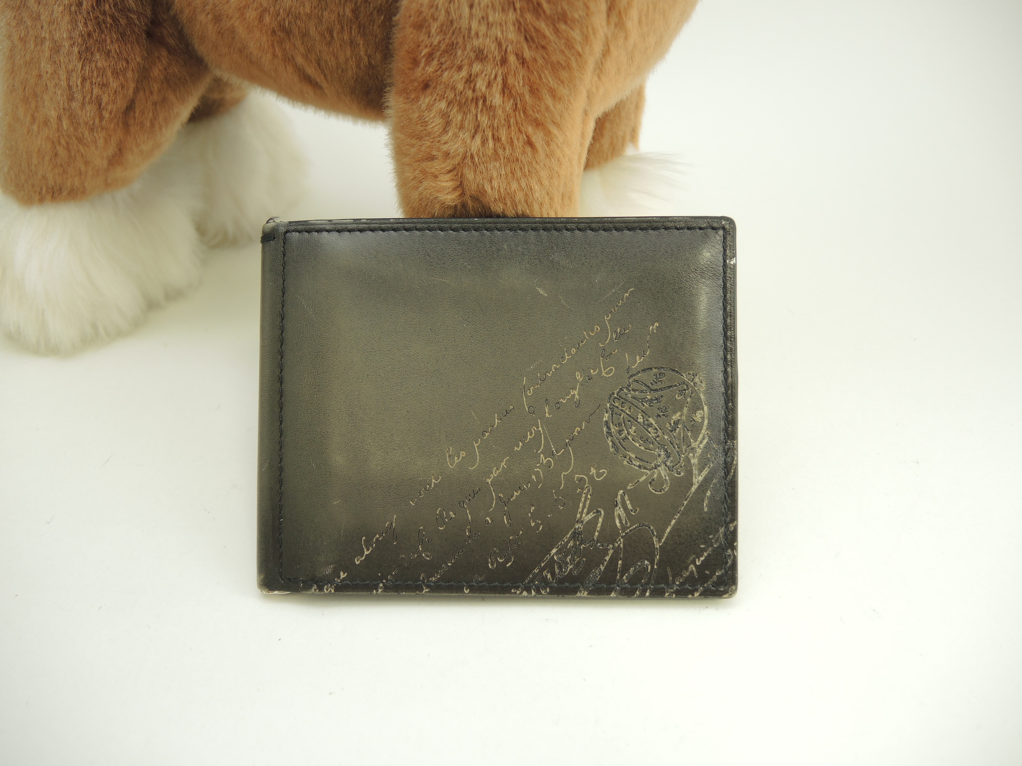 マネーホルダー フィギュア カリグラフィ/レザー黒 お札ホルダー 美品@E0292P