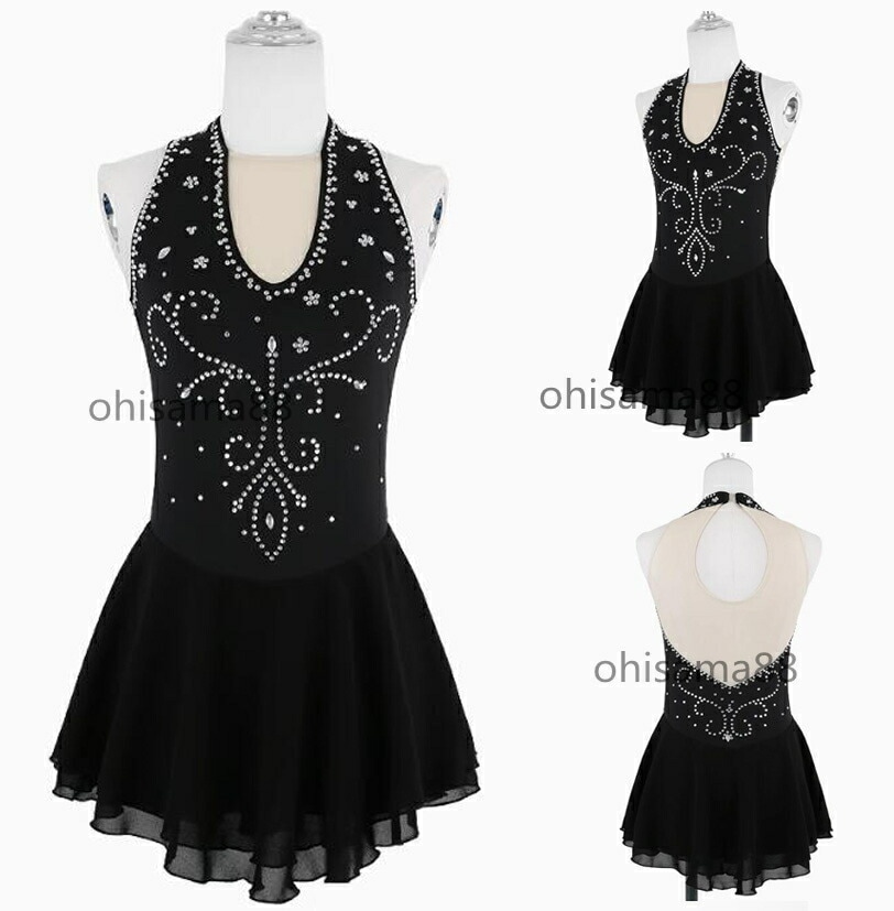 高級 ダンス衣装 競技着 専用レオタード フィギュアスケート衣装 ワンピース ラインストーン 美しい ダンスドレス 練習 アイススケートウェア レッスン着 試験 スケート衣装 キラキラ 大人 子供 演