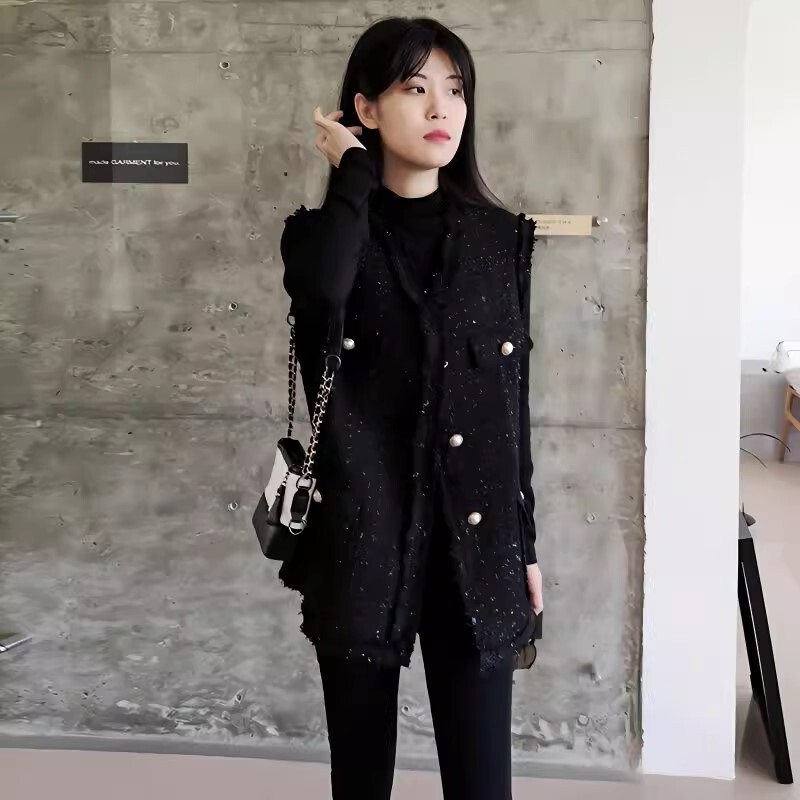 ツイードジレ レディース アウター ベスト Vネック ツイード 体型隠し かわいい モード モノトーン 大人可愛い ママコーデ 韓国 オルチャン 人気 トレンド 新作 20代 30代 40代 6,567円