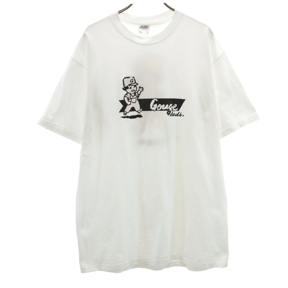 GOUGE 90s USA製 オールド バックプリント 半袖 Tシャツ L ホワイト メンズ 古着