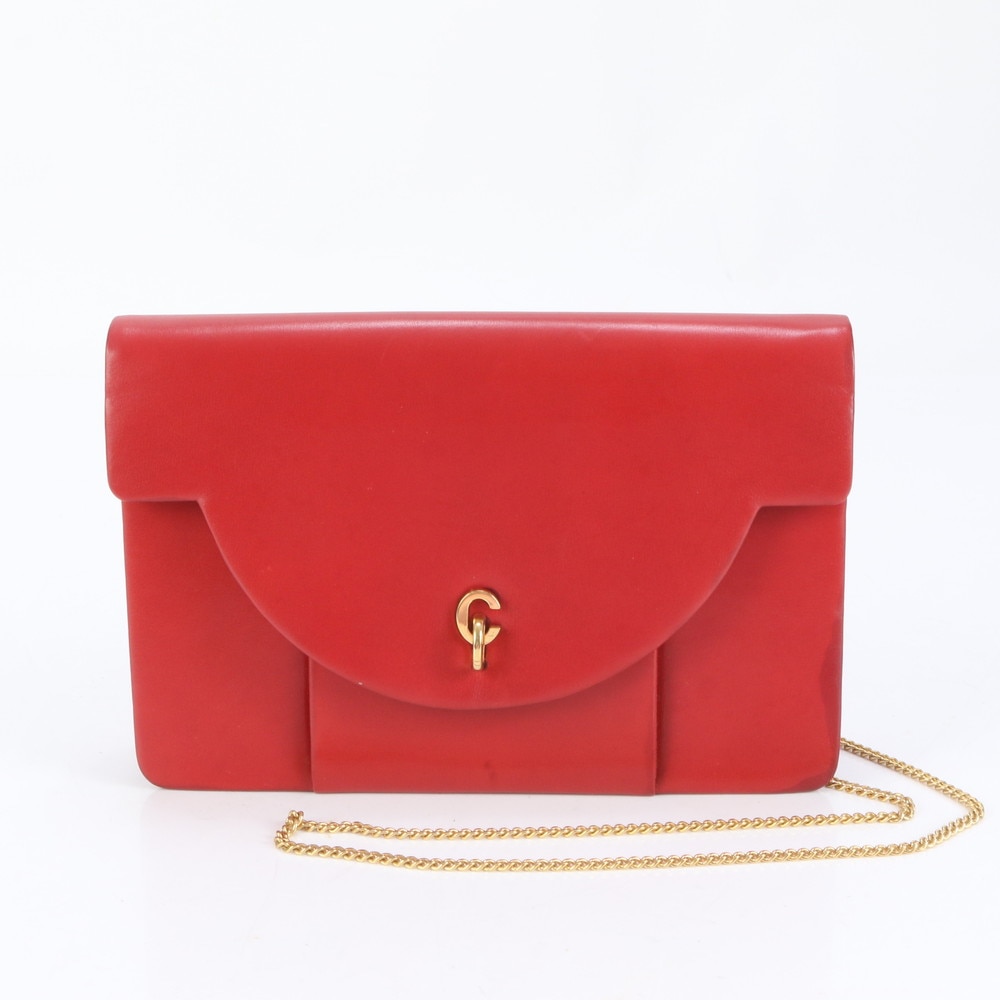 ヴィンテージ ゴールド チェーン レザー ショルダーバッグ 斜め掛け ハンド トート レディース ERE CP13-8 中古