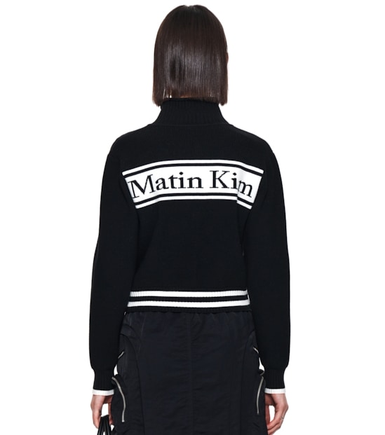 SPELL POINT STRIPE KNIT CARDIGAN IN BLACK